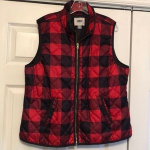 Old Navy buffalo check plaid vest with zipper